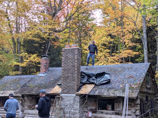 Bill removing the "hillbilly" roof.