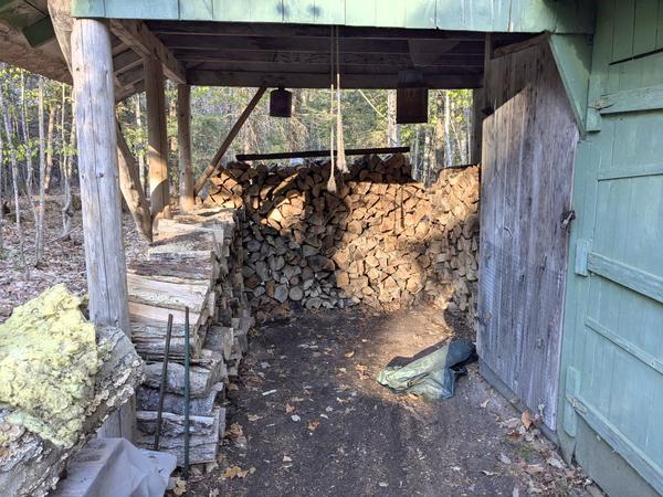Cleaned out woodshed.
