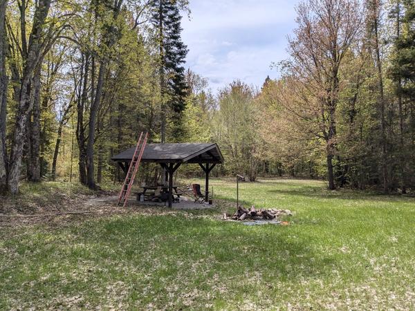 Shelter and fire pit at Wolf Camp.
